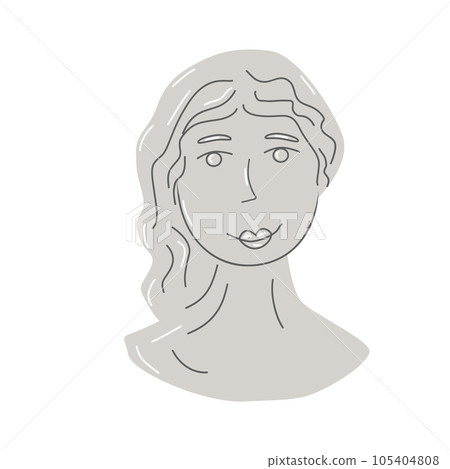Contemporary art with gypsum antique statue head. A woman with long hair. Vaporwave style poster concept. Vector illustration. Contemporary art with gypsum antique statue head. A woman with long hair. Vaporwave style poster concept. Vector illustration. 105404808