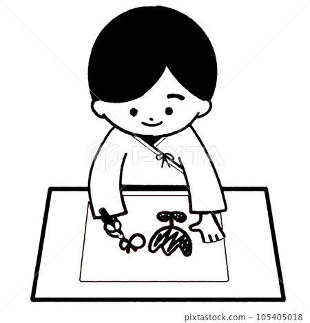 住院男孩正在享受繪畫(黑白) 住院男孩正在享受繪畫(黑白) 105405018