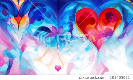 Geometric colorful wallpaper with heart motif Geometric colorful wallpaper with heart motif 105405051