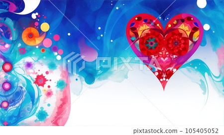 帶有心形圖案的幾何彩色壁紙 105405052