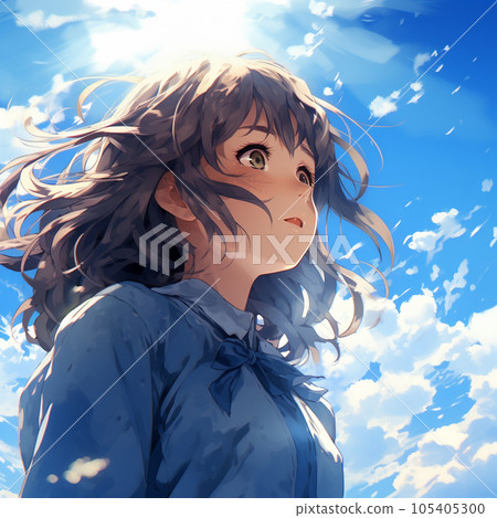 Aozora and girl Anime-style illustration Generative AI Aozora and girl Anime-style illustration Generative AI 105405300