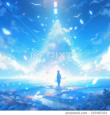Aozora and girl Anime-style illustration Generative AI 105405301