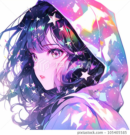 Beautiful kawaii anime girl. Generative AI Stock Illustration