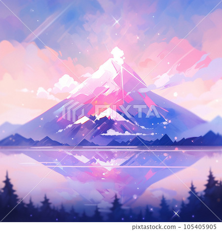 Anime-style mountain background illustration Generative AI 105405905