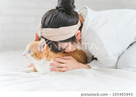 A woman who smokes a cat (owner/cat lover) A woman who smokes a cat (owner/cat lover) 105405943