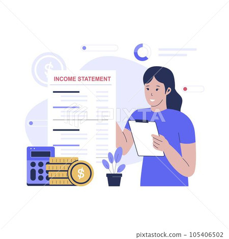 Business income statement illustration. Flat vector illustration isolated on white background 105406502