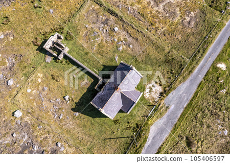 Aerial view of the Thorr National School in Meencorwick by Crolly, County Donegal - Ireland 105406597