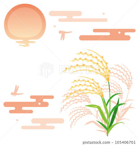 Sunset, pampas grass, and dragonfly silhouette 1 105406701