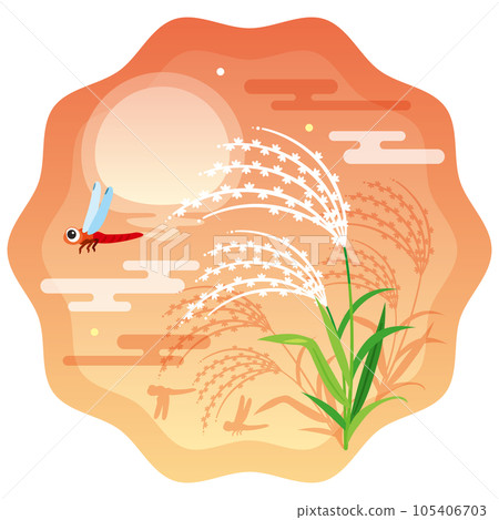 Sunset, pampas grass and dragonfly 1 Sunset, pampas grass and dragonfly 1 105406703