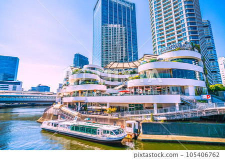 Cityscape of Yokohama, Japan Viewing the Yokohama Bay Quarter, water buses, etc. (Yokohama Station and JR Yokohama Tower in the back left) 105406762