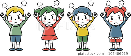 angry girl and boy illustration set 105406919