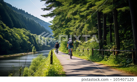 綠樹環繞的風景優美的自行車道 生成式人工智能 105407120