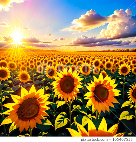 Picture with sunflowers-ひまわり 🤓kei 🇯🇵 🌻🌻🌻 向日葵と風車 sunset A windmill and