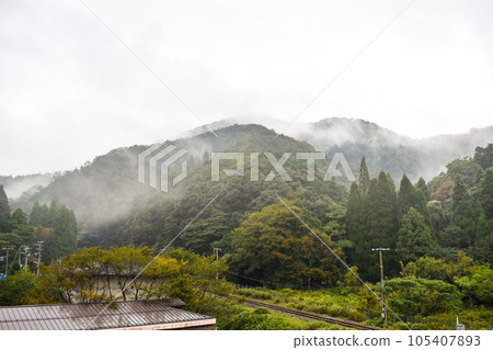 The mountain behind Kinosaki Onsen _ The mountain behind the morning mist _ The forest wind of Princess Mononoke 105407893