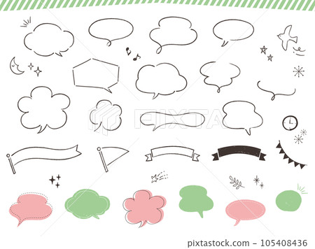 Yurukawa speech bubble set hand drawn 105408436