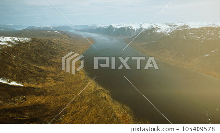 Norway fjord reflection in clear water Norway fjord reflection in clear water 105409578