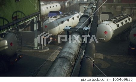 Exterior of modern petrochemical factory 105409633