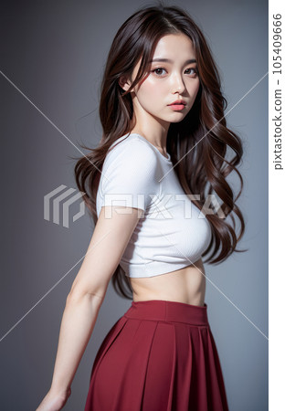 AI-generated image [person] woman with long hair 105409666