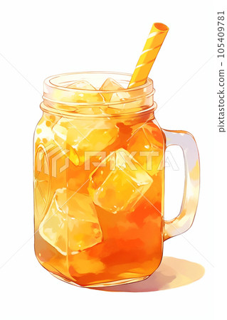 簡單玻璃生成人工智能中亮橙汁的插圖 105409781
