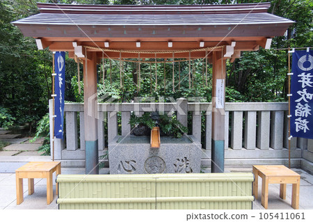 Fukutoku Jinja Shrine Mebuki Inari in Nihombashi, Tokyo, Japan. July 20, 2023 Fukutoku Jinja Shrine Mebuki Inari in Nihombashi, Tokyo, Japan. July 20, 2023 105411061