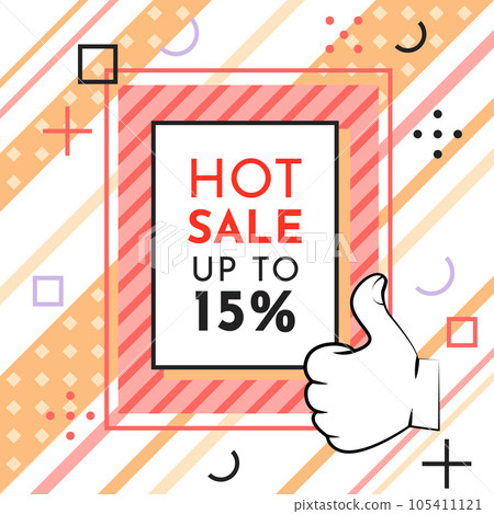 Big sale banner. Sale and discounts. Vector illustration white text and hand on black background Big sale banner. Sale and discounts. Vector illustration white text and hand on black background 105411121