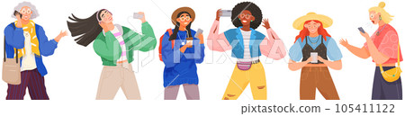 People using smartphones, gadget, mobile phone. Mobile internet, social media. Taking selfie on smartphone People using smartphones, gadget, mobile phone. Mobile internet, social media. Taking selfie on smartphone 105411122