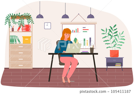 Employees analyze statistical indicators, business data. Characters work with marketing research 105411187