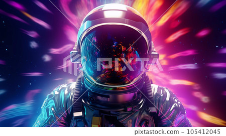 Astronaut on Abstract Bright Background 105412045