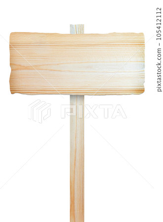 Old wooden sign isolated on white background 105412112