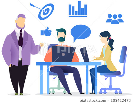 Targeting team working with strategy planning for business development, increasing profit Targeting team working with strategy planning for business development, increasing profit 105412473