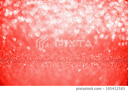 Abstract red glitter sparkle with heart bokeh light for Valentines background 105412583
