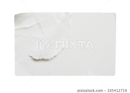 Torn paper sticker label isolated on white background Torn paper sticker label isolated on white background 105412719