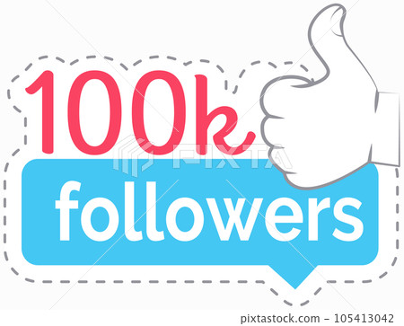 100k followers card banner template for celebrating many followers in online social media networks 105413042