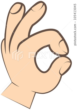 Human hand, showing OK sign, fingers showing symbol of great state. Vector isolated zero gesture Human hand, showing OK sign, fingers showing symbol of great state. Vector isolated zero gesture 105413045