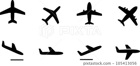飛機剪影圖標集 105413056