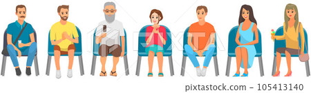 People sitting on chairs and watching show. Audience, spectators sitting on viewer places People sitting on chairs and watching show. Audience, spectators sitting on viewer places 105413140