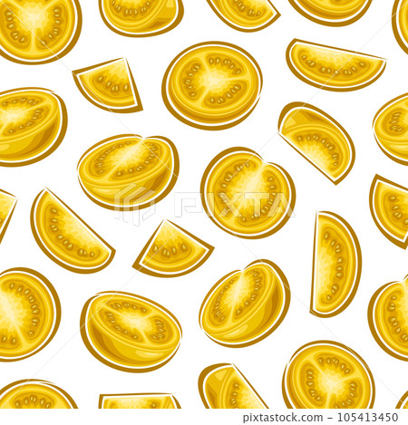 Vector Yellow Tomato seamless pattern Vector Yellow Tomato seamless pattern 105413450