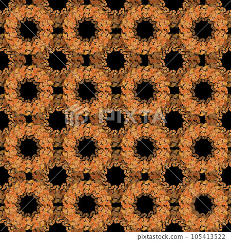 Ginkgo leaves. Seamless pattern with wreaths of ginkgo leaves. Autumn watercolor seamless pattern on a black background. Suitable for textile, printing, wallpaper. Ginkgo leaves. Seamless pattern with wreaths of ginkgo leaves. Autumn watercolor seamless pattern on a black background. Suitable for textile, printing, wallpaper. 105413522
