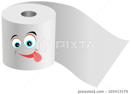 Cartoon smiling funny toilet paper. Paper product is used for sanitary and hygienic purposes Cartoon smiling funny toilet paper. Paper product is used for sanitary and hygienic purposes 105413579