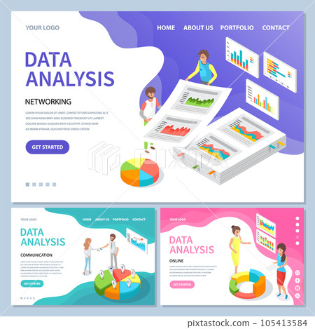 Employees analyze statistical indicators, business data. Characters work with marketing research 105413584