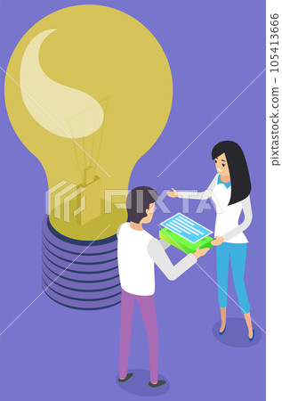 Man and woman design and create application. New creative business idea concept with light bulb 105413666