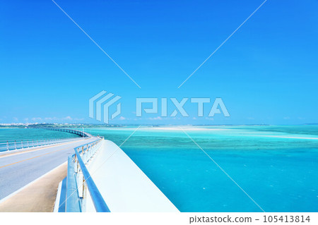 Blue sky and sea from Irabu Ohashi, Okinawa 105413814