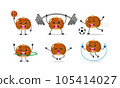 Hazelnut Exercise Different Sport Activity Vector Illustration Sticker. Nut Many Face expression set.	 105414027
