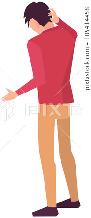 Questioned man hesitating before difficult business decision. Businessman scratches back of his head 105414458