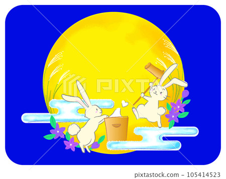 Full moon and rabbit background blue 105414523