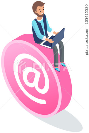 Man receiving email, sorting, web mailing service. Online communication via Internet mail Man receiving email, sorting, web mailing service. Online communication via Internet mail 105415520