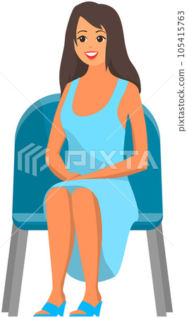 Woman in audience, spectator sitting on viewer place. Girl in long dress is watching show 105415763