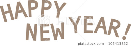 Pop and cute bright New Year's card material English words Happy New Year Gold 105415832