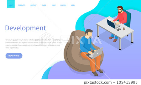 Software developing company team work together coding. Programmers writing code sitting in office Software developing company team work together coding. Programmers writing code sitting in office 105415993