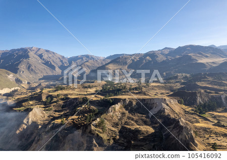 Aerial view of the Colca canyon in Arequipa Aerial view of the Colca canyon in Arequipa 105416092